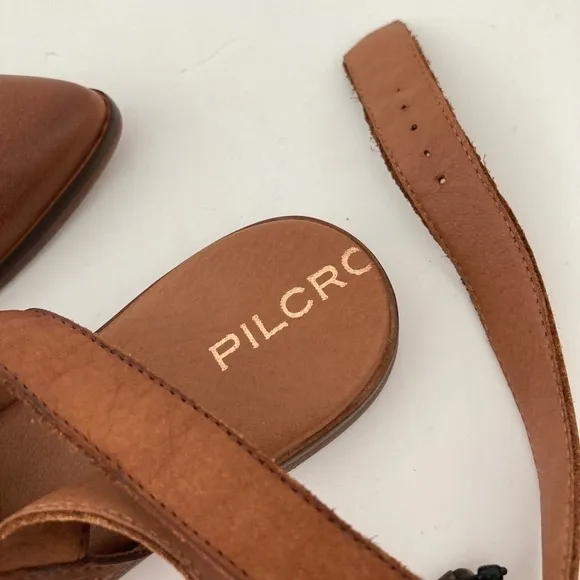 NWOT Pilcro Anthropologie Ankle Strap Brown Leather Pointed Toe Flats