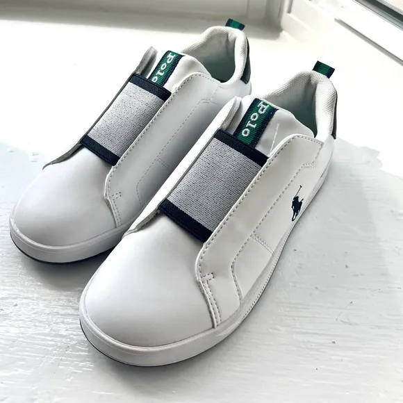 NWOT Polo Ralph Lauren Boys' Heritage Court II Slip-On‎ Sneakers Size 4