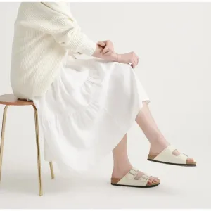 NWOT Quince Nappa Leather Double Buckle Slides White Women's Size 6 1062-4