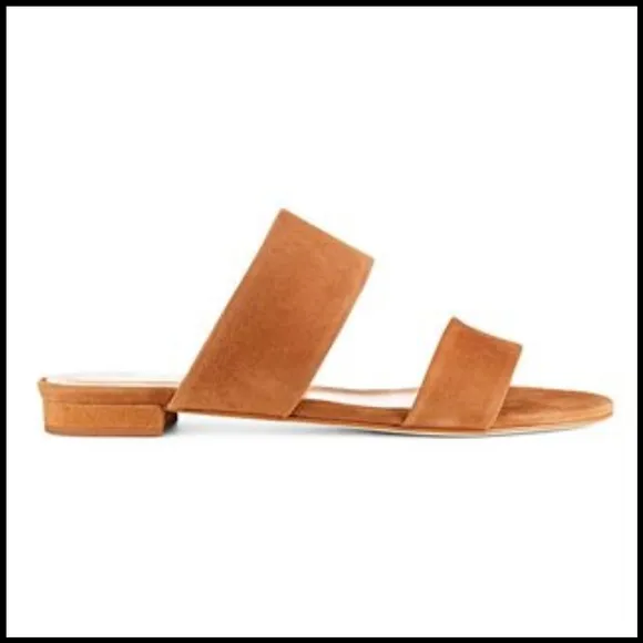 NWOT RARE M. Gemi Capri Suede Slides in Luggage Tan