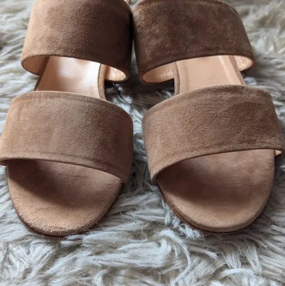 NWOT RARE M. Gemi Capri Suede Slides in Luggage Tan