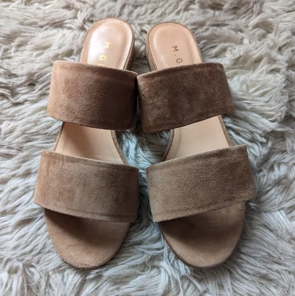 NWOT RARE M. Gemi Capri Suede Slides in Luggage Tan