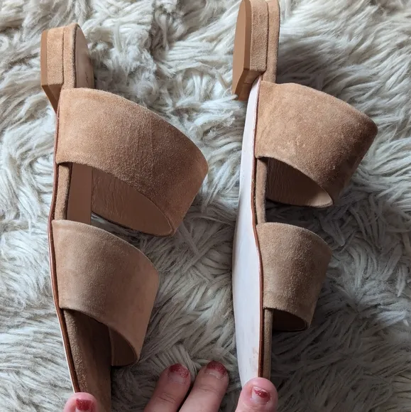 NWOT RARE M. Gemi Capri Suede Slides in Luggage Tan