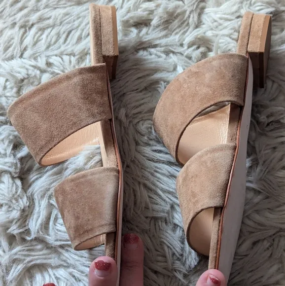 NWOT RARE M. Gemi Capri Suede Slides in Luggage Tan