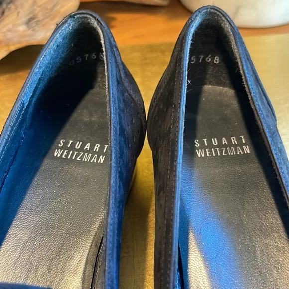 NWOT! Stuart Weitzman Perforated Loafers in Black Nubuck Leather