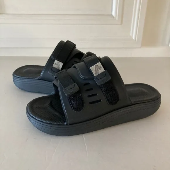NWOT Suicoke Free People Urich Black Foam Hook &amp; Loop Sandal Slides Sz 6