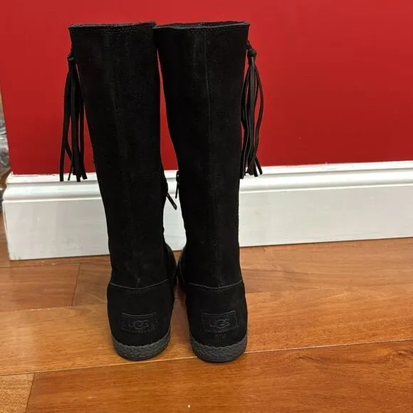 NWOT Ugg Kelleen Black Suede Knee-High Boots with Tassel size 8