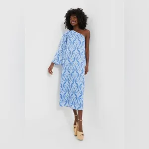 NWT $158 HYACINTH HOUSE One Shoulder Blue Geometric Luna Dress Size XXL