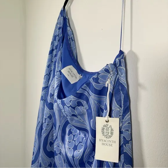 NWT $158 HYACINTH HOUSE One Shoulder Blue Geometric Luna Dress Size XXL
