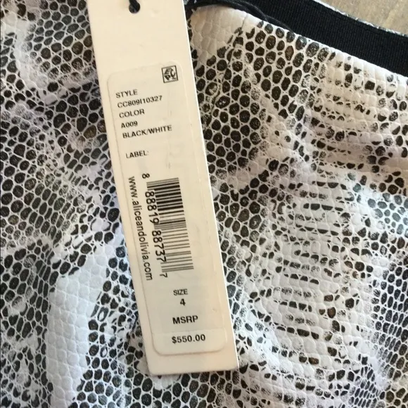 NWT Alice   Olivia Snakeskin Mini Skirt size 4