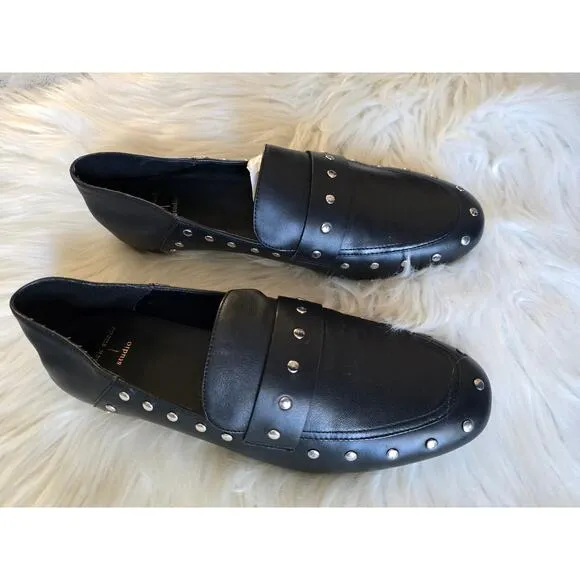 NWT Anthropologie Suede Studio Studded Black Loafers - EU 40.5