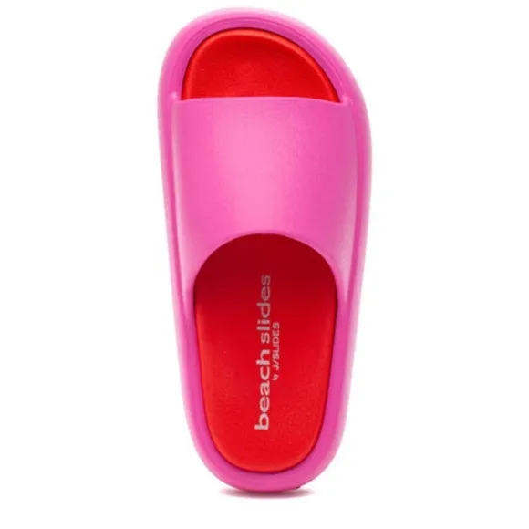 NWT Beach Slides by J/Slides S 8M Color is Fuchsia/Red Eva Squish &amp; light pink