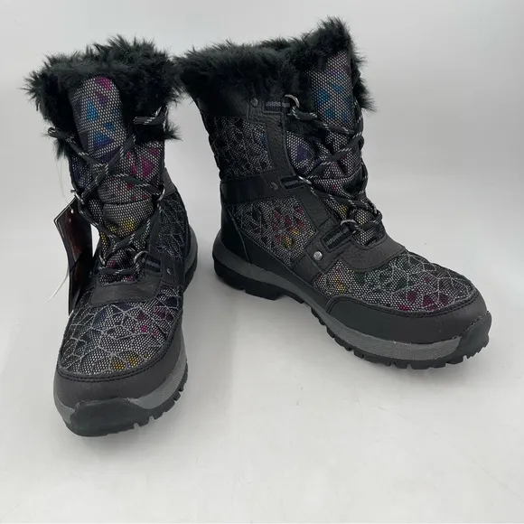 NWT! Bearpaw Big Kids Multicolor Fur Trimmed Wool Lined Winter Boots - Size 3 Y
