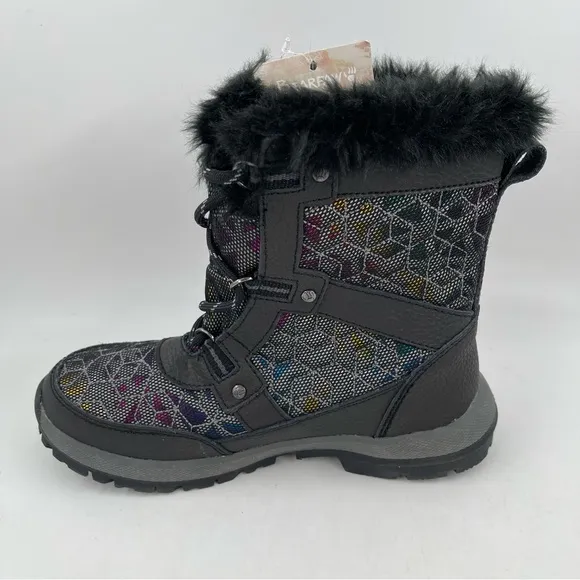 NWT! Bearpaw Big Kids Multicolor Fur Trimmed Wool Lined Winter Boots - Size 3 Y