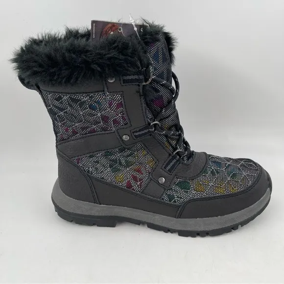 NWT! Bearpaw Big Kids Multicolor Fur Trimmed Wool Lined Winter Boots - Size 3 Y