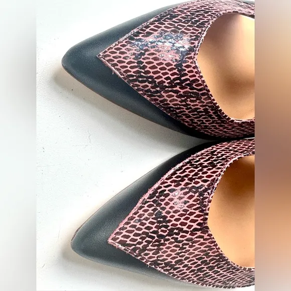 NWT Bill Blass Anthropologie Skyla Snake Pointed Toe Slingback Flats, size 9