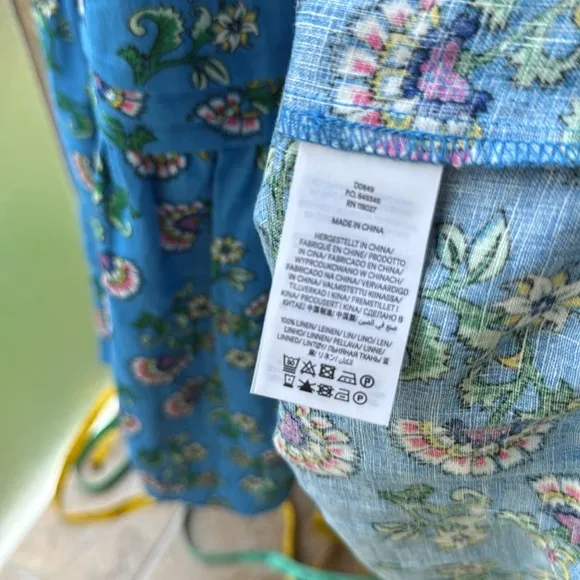 NWT Boden Eve Linen Midi Dress Blue Botanical Bunch Pockets Size 10L US 14L UK