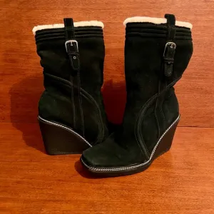 NWT Cole Haan Air Michelle Shearling Black Wedge Boots