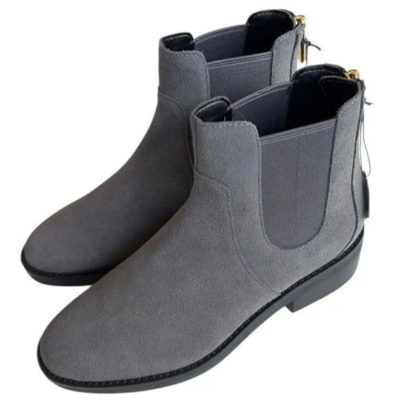 NWT Cole Haan Waterproof Leather Ankle Boots Grey Size 5 1/2