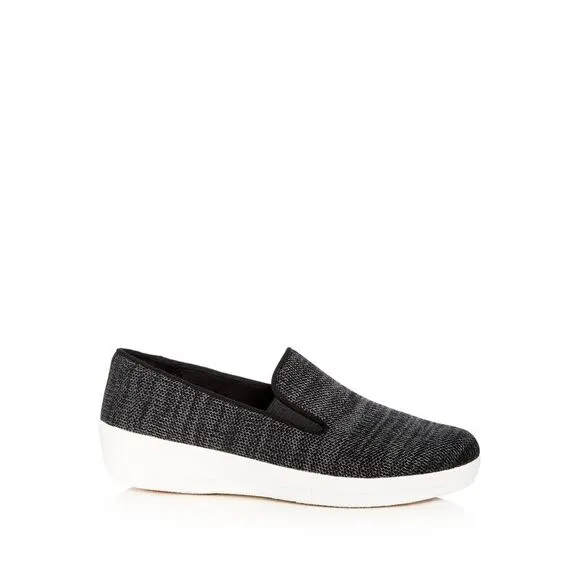 NWT FIT FLOP Womens Black Knit Stretch Superskate Round Toe Slip On Loafers 10