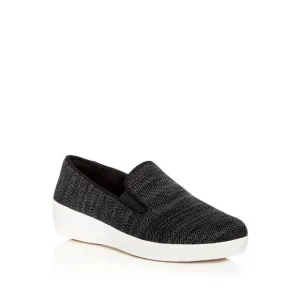 NWT FIT FLOP Womens Black Knit Stretch Superskate Round Toe Slip On Loafers 10