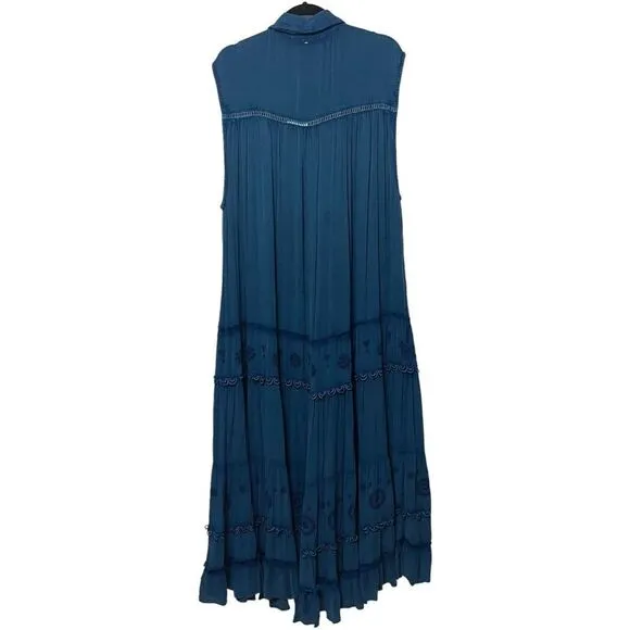 NWT FREE PEOPLE Pretty Cozy Embroidered Maxi Dress M