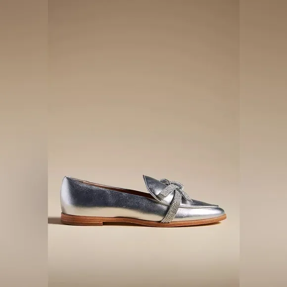 NWT Guilhermina Crystal-Bow Loafers