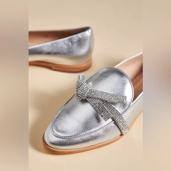 NWT Guilhermina Crystal-Bow Loafers