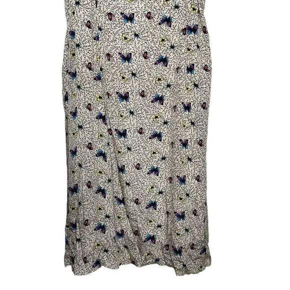 NWT HVN Crepe Anika Ruffled Slip Dress W. Bow Butterflies 18