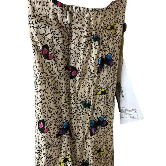 NWT HVN Crepe Anika Ruffled Slip Dress W. Bow Butterflies 18