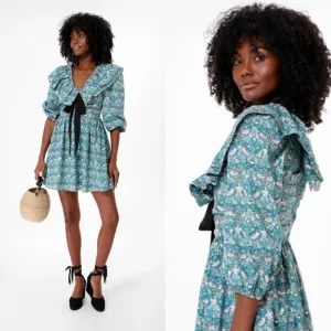 NWT Hyacinth House Ruffle Collar Birdsong Mini Dress