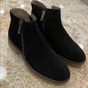NWT Italeau Foliana Black Suede Ankle Boots 38.5 Italian Leather 8.5 Waterproof