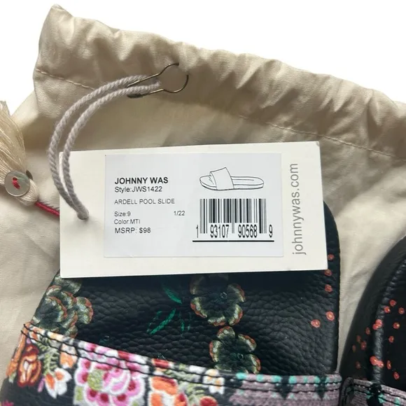 NWT Johnny Was Ardell POOL SLIDE size 9 floral slip on sandals tropical beach