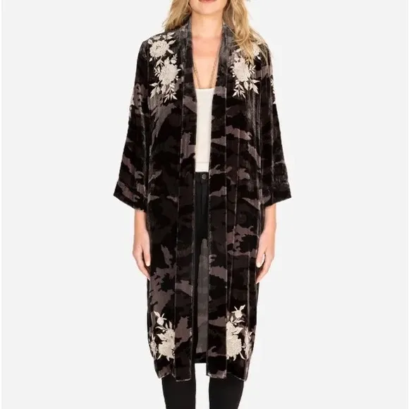 NWT Johnny Was Embroidered Velvet Coat M