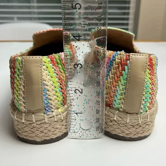 NWT Joie Cara multicored raffia espadrilles slip on flats, women's size 9