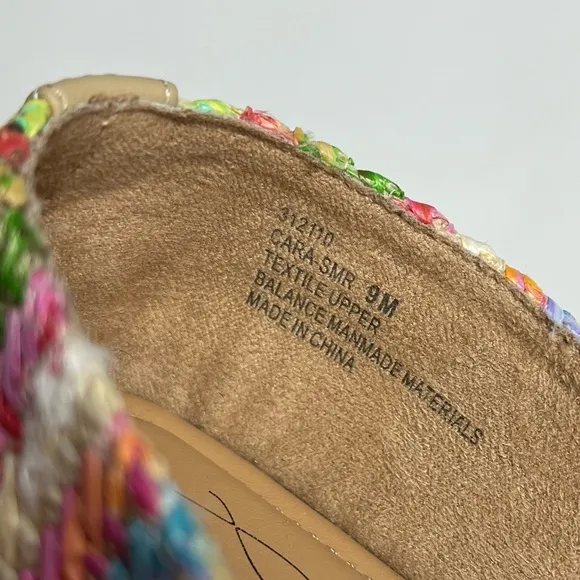 NWT Joie Cara multicored raffia espadrilles slip on flats, women's size 9
