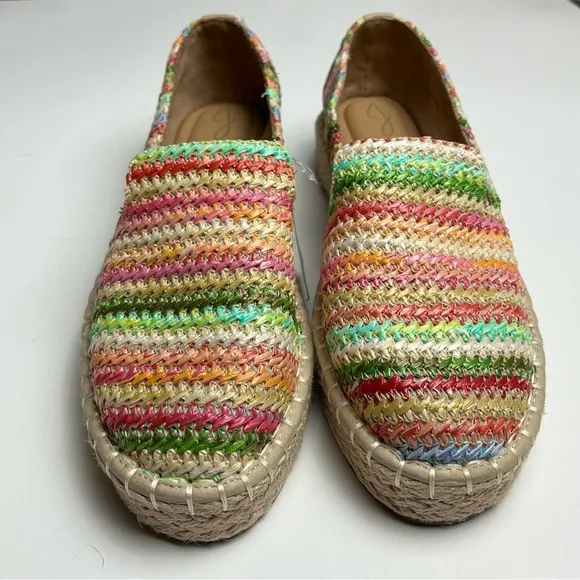 NWT Joie Cara multicored raffia espadrilles slip on flats, women's size 9