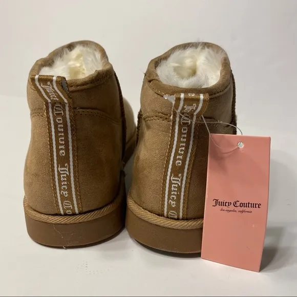 NWT Juicy Couture Womens Tan Kerri Boots Booties Winter Faux Fur White