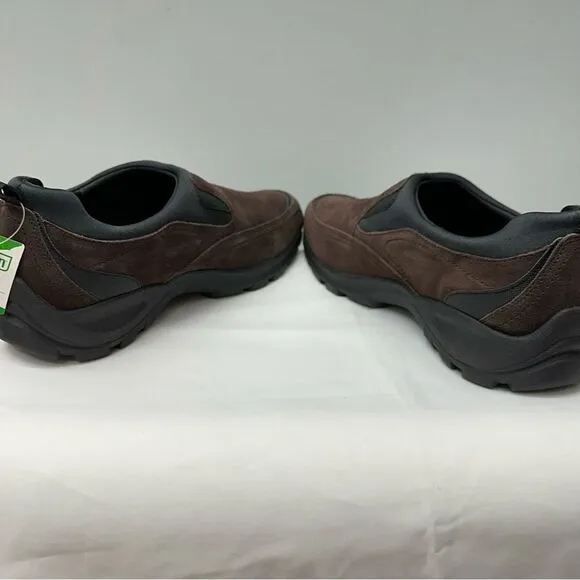 NWT Lands' End dark brown black suede leather loafers moc men's 11.5 406635