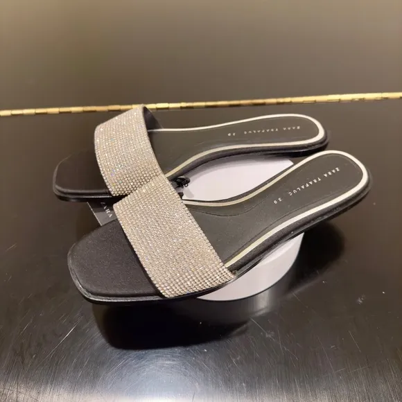 NWT Luxury Spring Summer Beach Zara Bejeweled Embellished Slides/sandals/shoes