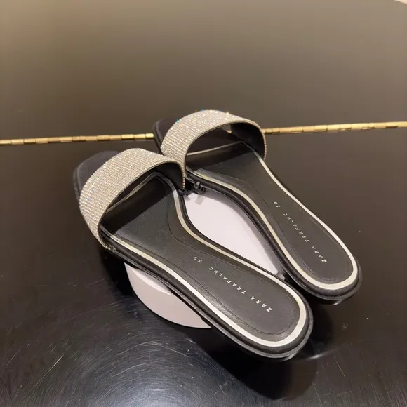 NWT Luxury Spring Summer Beach Zara Bejeweled Embellished Slides/sandals/shoes