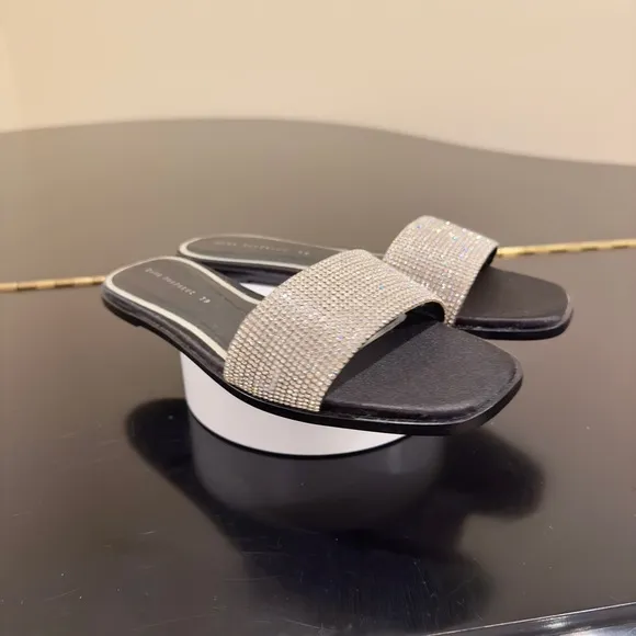 NWT Luxury Spring Summer Beach Zara Bejeweled Embellished Slides/sandals/shoes