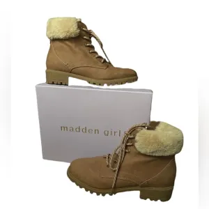 NWT Madden Girl Fritz Blush Pink Faux Fur Winter Snow Heeled Boots (size 10)