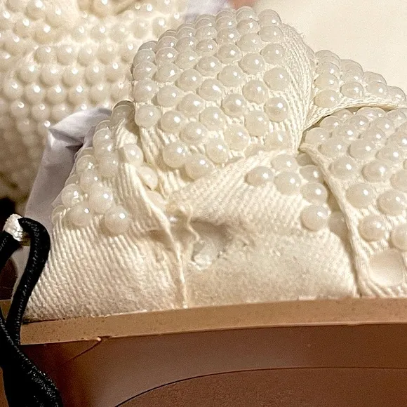 NWT New ZARA Pearl Braided Sandal Flat Slide 5 2854/610
