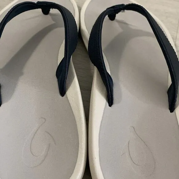 NWT-OLUKAI-Pi'oe Women's Beach Sandals,Water-ResistantNavy blue and Grey-Size 10