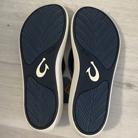 NWT-OLUKAI-Pi'oe Women's Beach Sandals,Water-ResistantNavy blue and Grey-Size 10