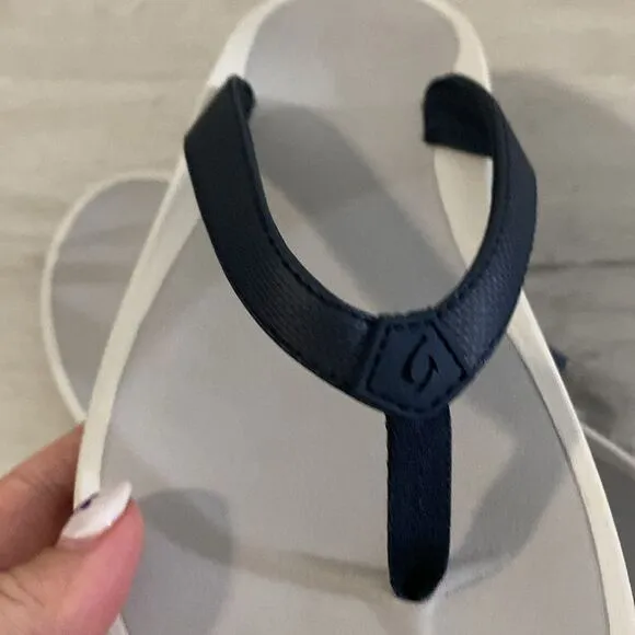 NWT-OLUKAI-Pi'oe Women's Beach Sandals,Water-ResistantNavy blue and Grey-Size 10