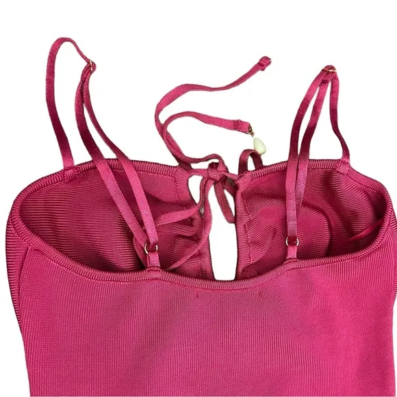 NWT Paola Bernardo Julia Ribbed Midi Dress in Fuchsia  Size S