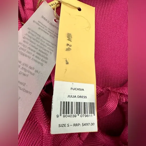 NWT Paola Bernardo Julia Ribbed Midi Dress in Fuchsia  Size S