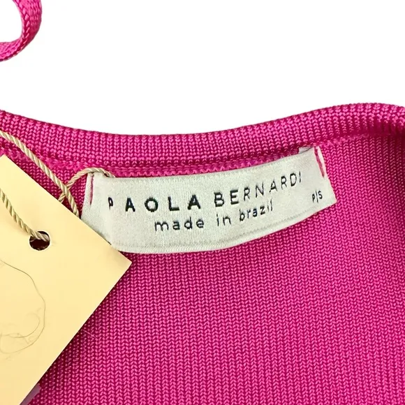 NWT Paola Bernardo Julia Ribbed Midi Dress in Fuchsia  Size S